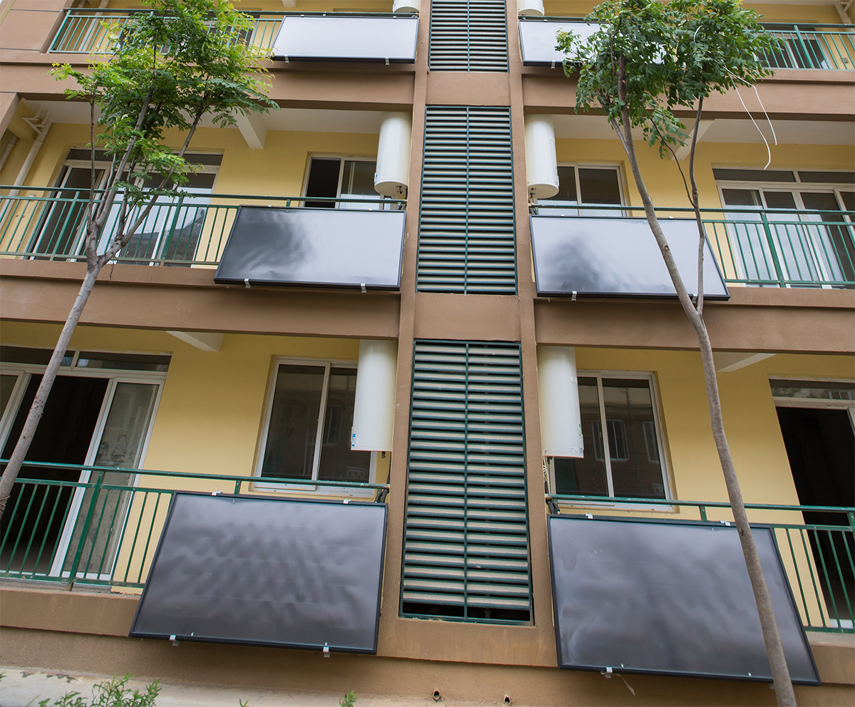 Balcony wall mounted flat panel solar energy